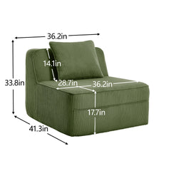 Martha Armless Sofa W/Pillow Corduroy -Green