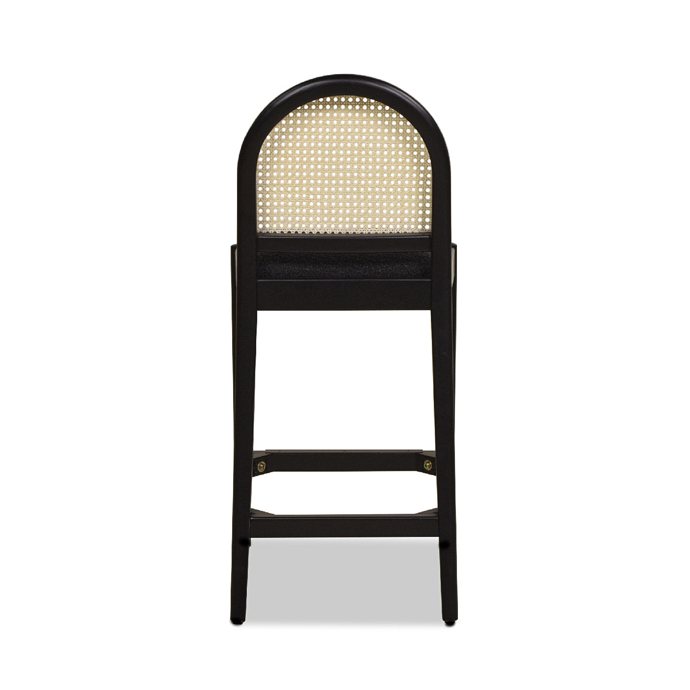 Panama 26.5" Curved Back Cane Rattan Counter Stool, Set of 2, Ebony Black Boucle