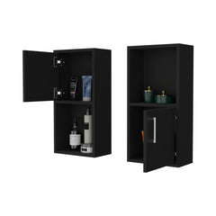 FM FURNITURE Dixie 2 bathroom medicine cabinets with storage with open shelf, Black