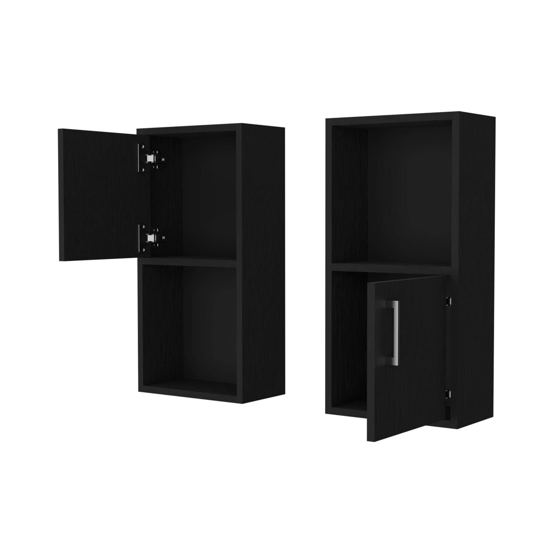 FM FURNITURE Dixie 2 bathroom medicine cabinets with storage with open shelf, Black