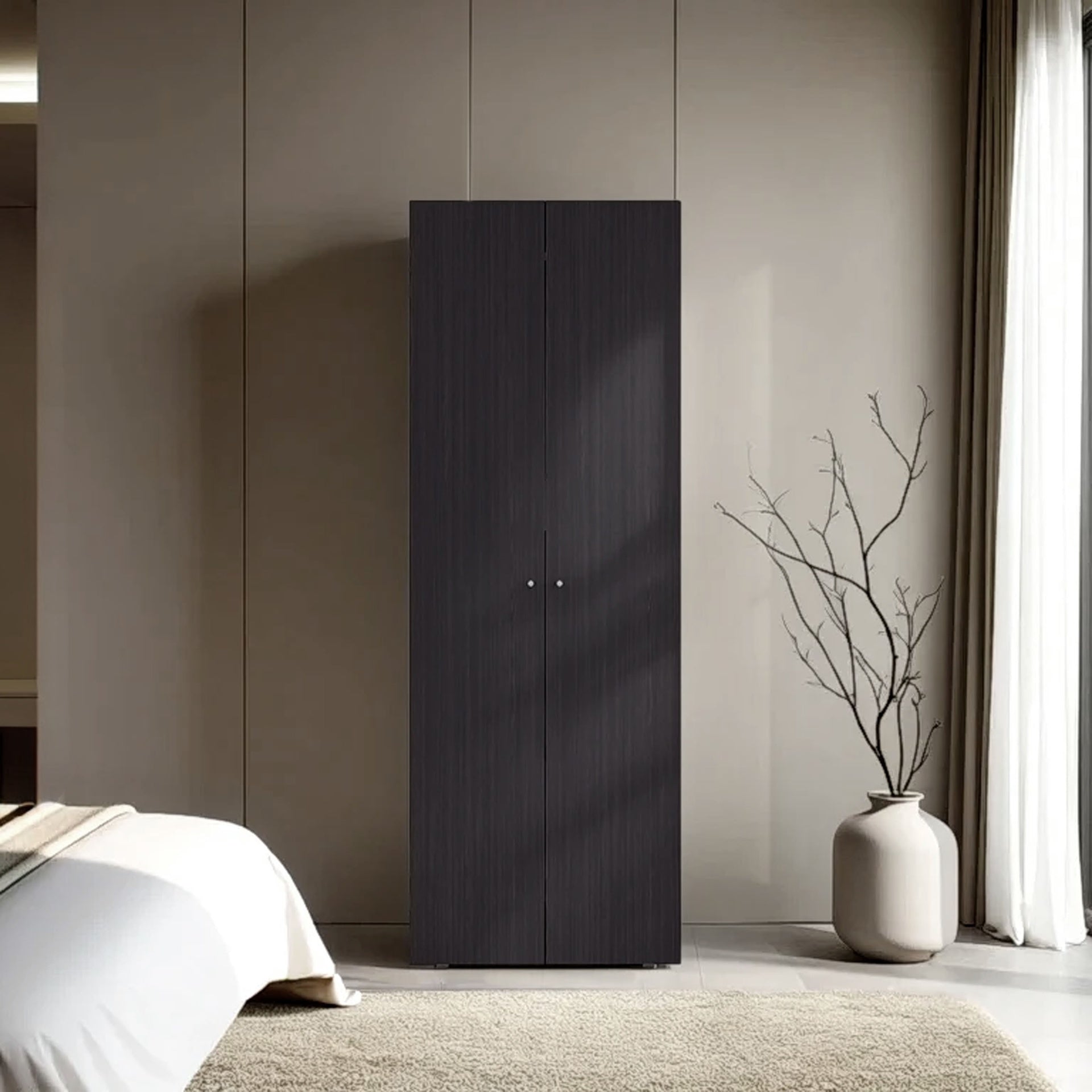 FM FURNITURE Basin  2-Door Tall Wardrobe Cabinet 66.9 inchH,  Bedroom, Wenge