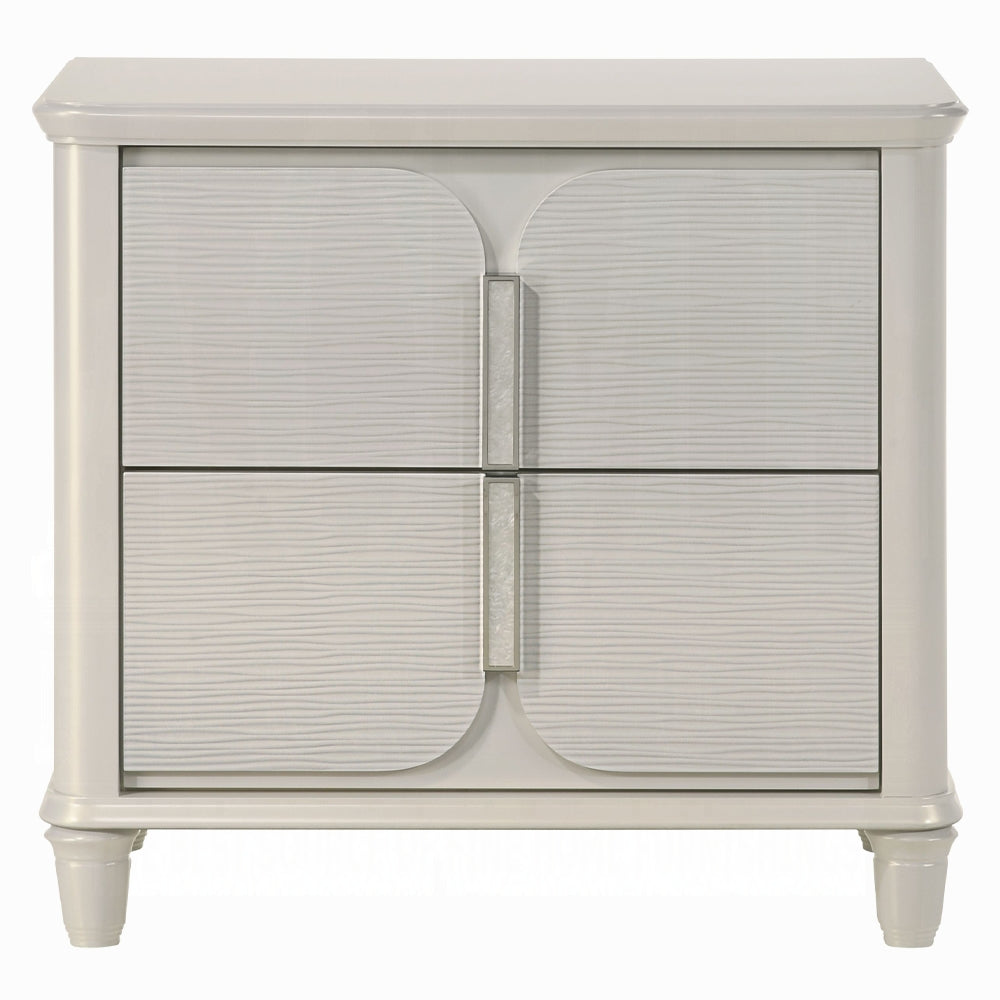 Pearl White Finish Luxury Glam Nightstand of 2-Drawers Wooden Bedroom Furniture 1pc