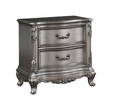 Traditional Vintage Bedroom 1pc Nightstand with 2 Drawers Antique Platinum Finish Wooden Furniture Classic Design