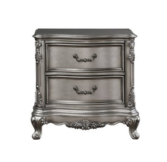Traditional Vintage Bedroom 1pc Nightstand with 2 Drawers Antique Platinum Finish Wooden Furniture Classic Design