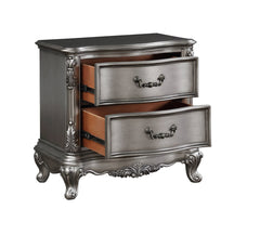Traditional Vintage Bedroom 1pc Nightstand with 2 Drawers Antique Platinum Finish Wooden Furniture Classic Design