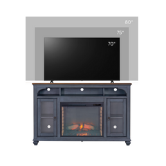 66 in Fireplace TV Stand for TVs up to 80 inches, Corduroy Blue Finish