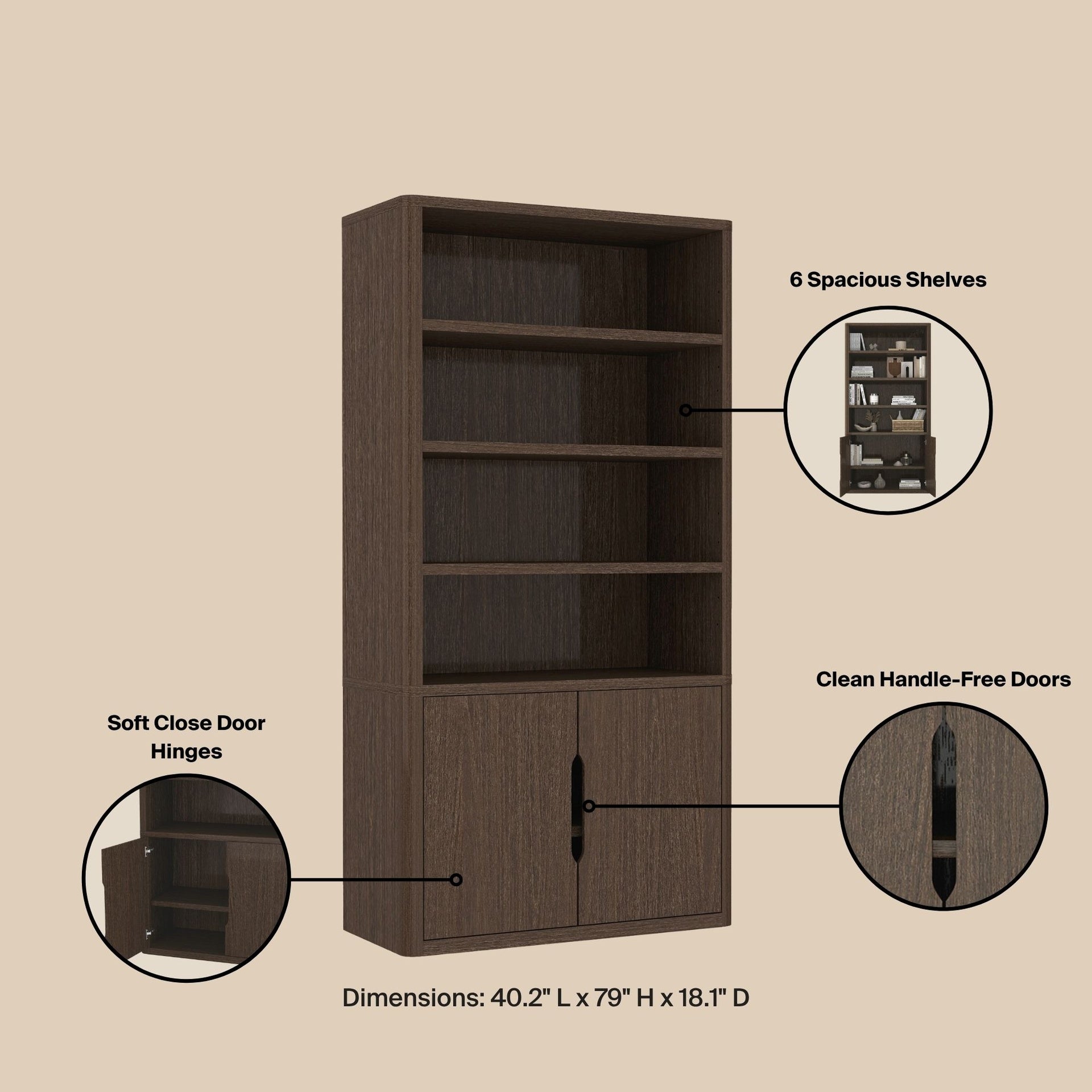 Bookcase Cabinet in Walnut