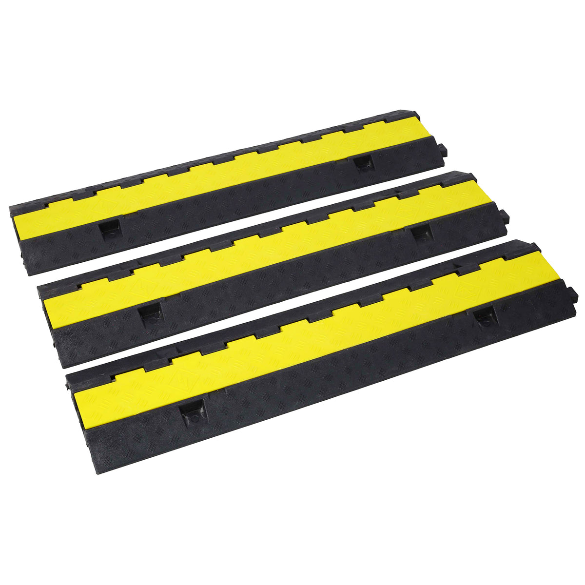Cable Protector Ramp, 2 Channels Speed Bump Hump, Rubber Modular Speed Bump Rated 5500 LBS Load Capacity, Protective Wire Cord Ramp Driveway Rubber Traffic Speed Bumps Cable Protector,3 Packs