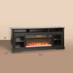 TV Console with Electric Fireplace, Open Storage and Side Cabinets