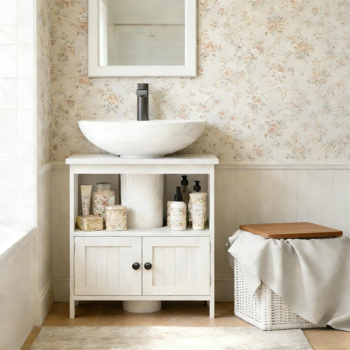Modern Style Bathroom Under Sink Cabinet,Pedestal Sink Storage Cabinet(not included bathroom sink)