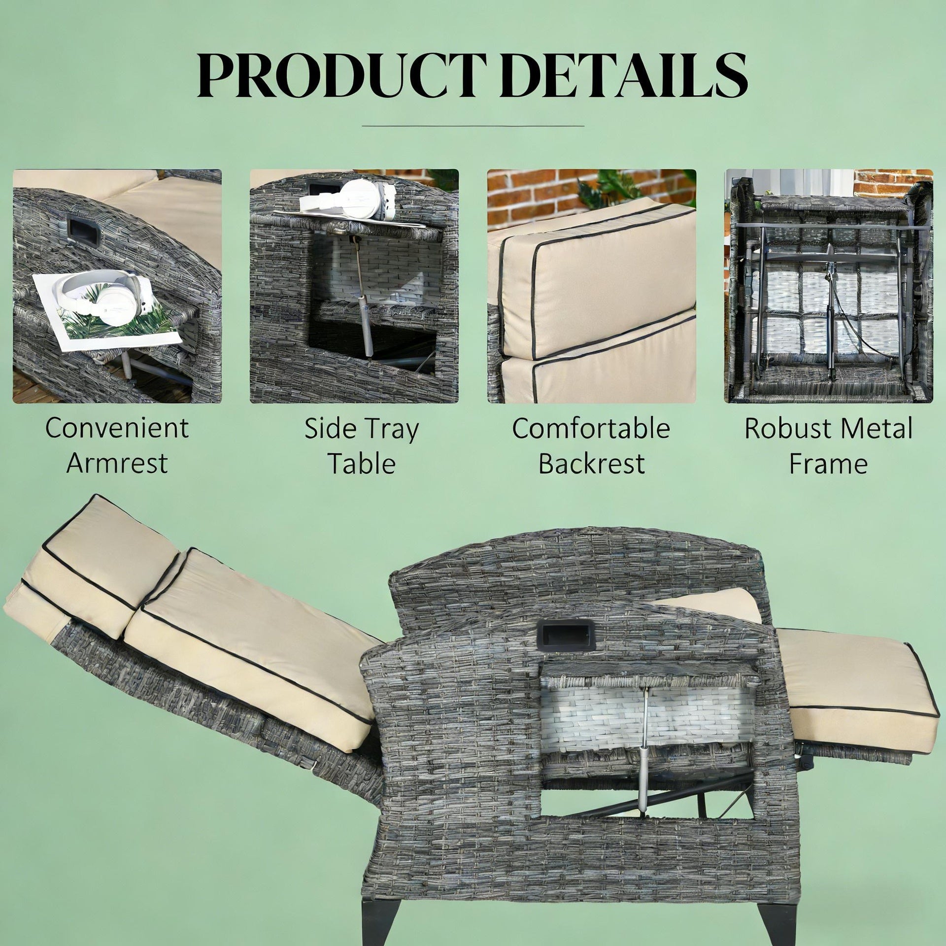Reclining Lounge Chair,Outdoor Recliner Chair