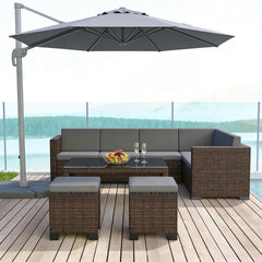 Ottoman Cubes Set of 2,Wicker Outdoor Ottomans