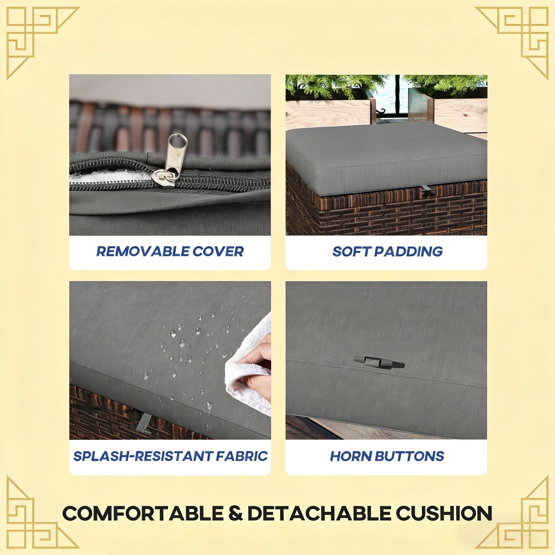 Ottoman Cubes Set of 2,Wicker Outdoor Ottomans