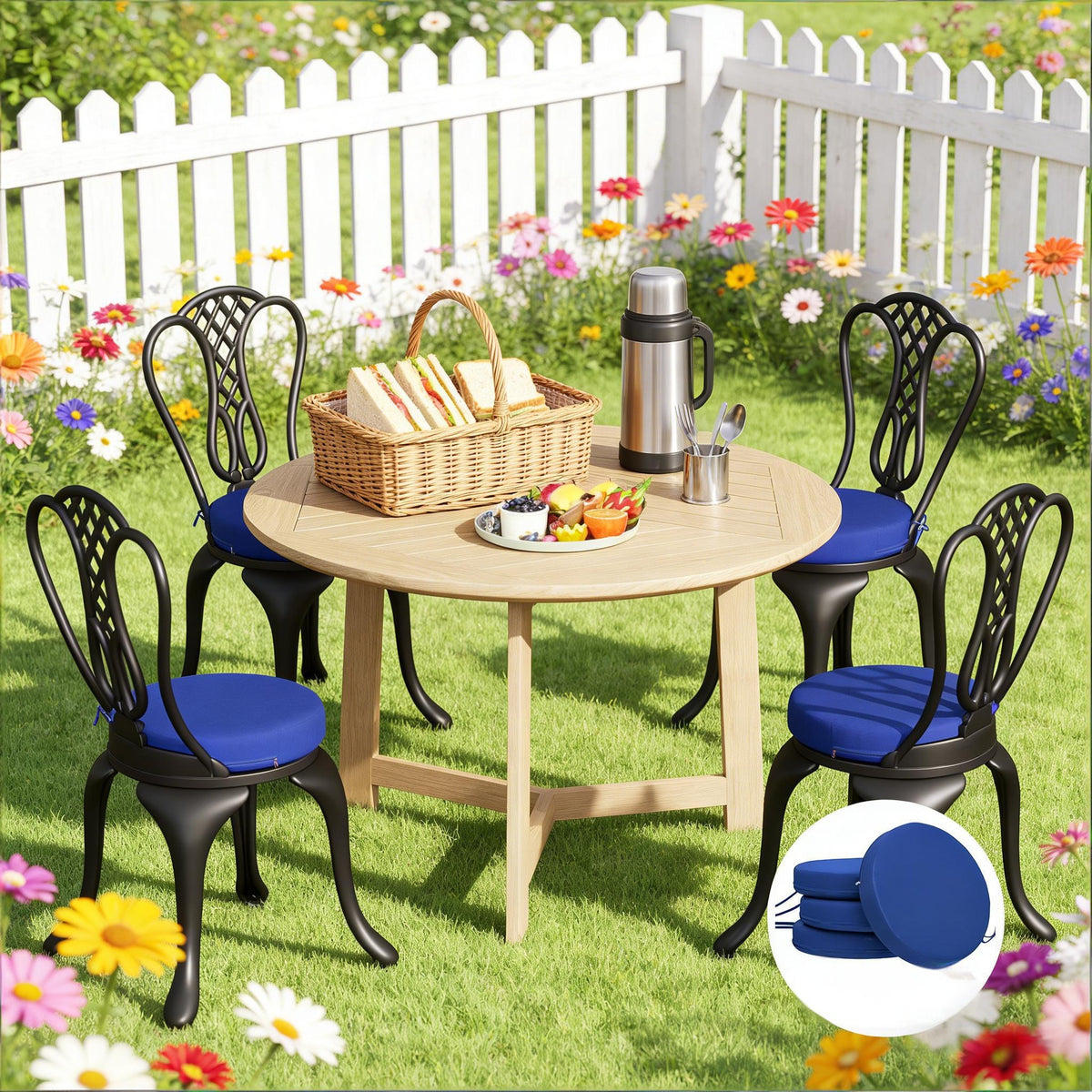 Set of 4 Round Seat Cushions,Patio Chair Cushions