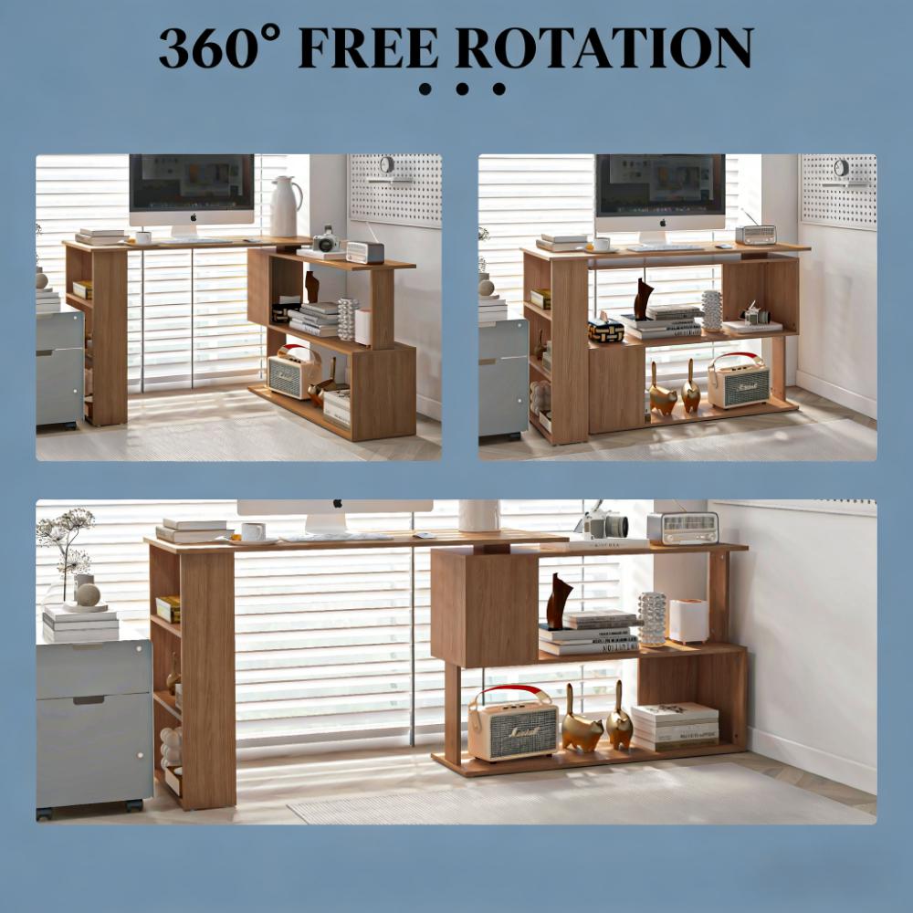 L Shaped Corner Computer Desk,360° Rotating Home Office Desk