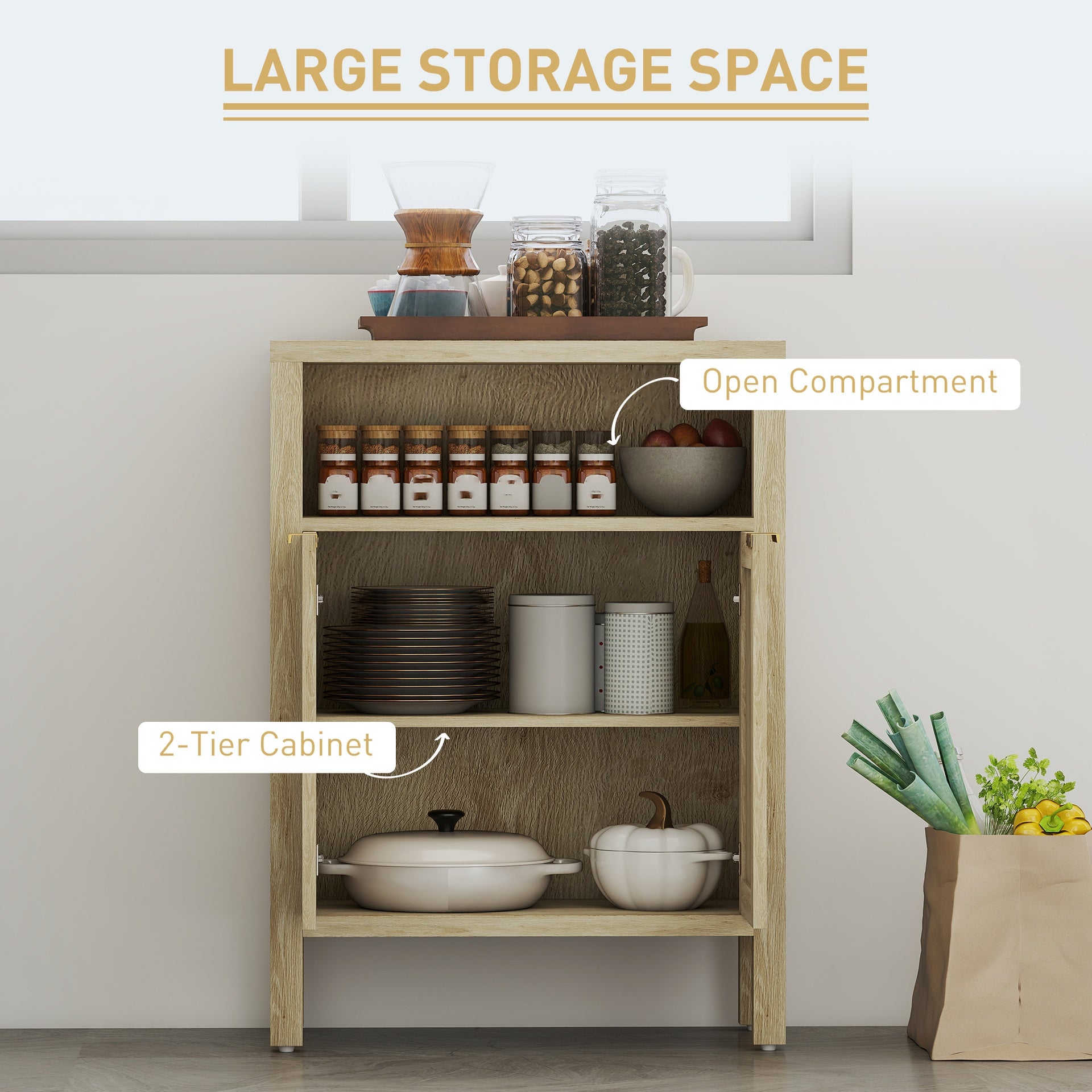 Nordic Style Cabinet,Coffee Bar Cabinet,Buffet Cabinet with Storage,with Adjustable Shelf