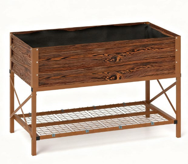 Gardening Bed,Metal Planter Box,Galvanized Raised Garden Bed,with Legs,Storage Shelf and Bed Liner