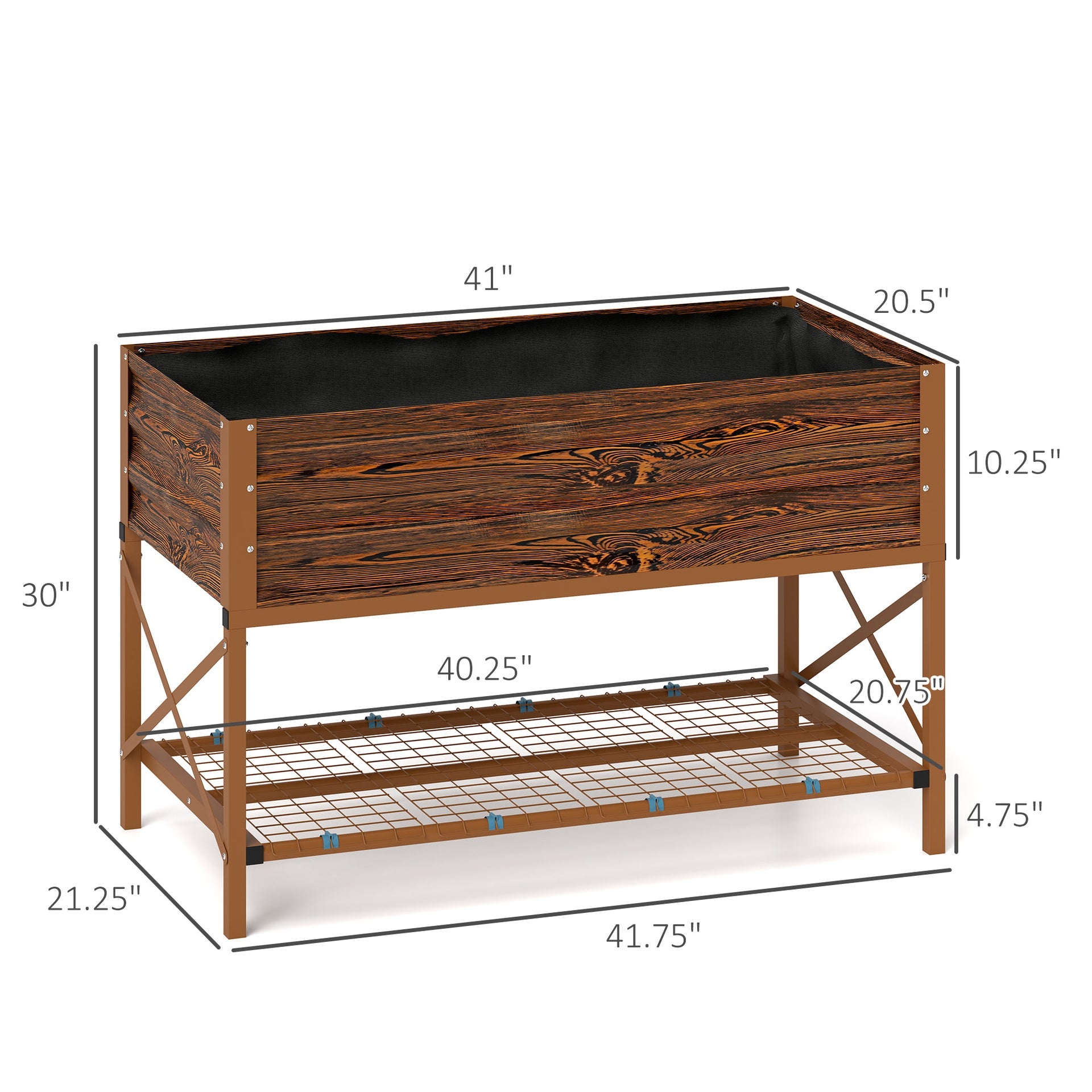 Gardening Bed,Metal Planter Box,Galvanized Raised Garden Bed,with Legs,Storage Shelf and Bed Liner