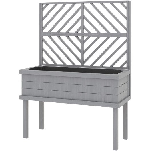 Spacious Raised Garden Bed,Elevated Wood Planter with Trellis for Climbing Plants,with Legs and Drainage Holes