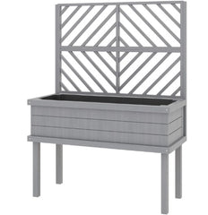Spacious Raised Garden Bed,Elevated Wood Planter with Trellis for Climbing Plants,with Legs and Drainage Holes