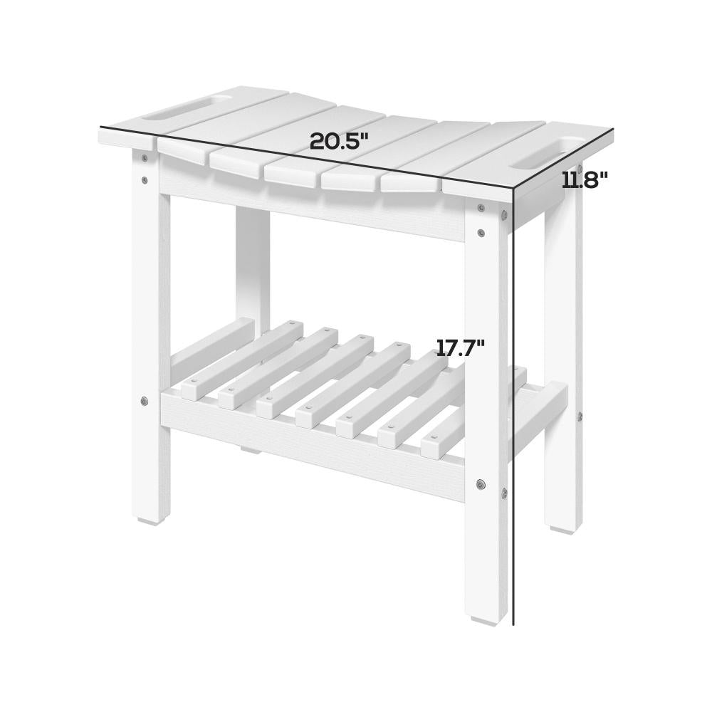 Shower Bench, Waterproof Shower Stool with Handle, Storage Shelf, Non-Slip Pads for Your Home