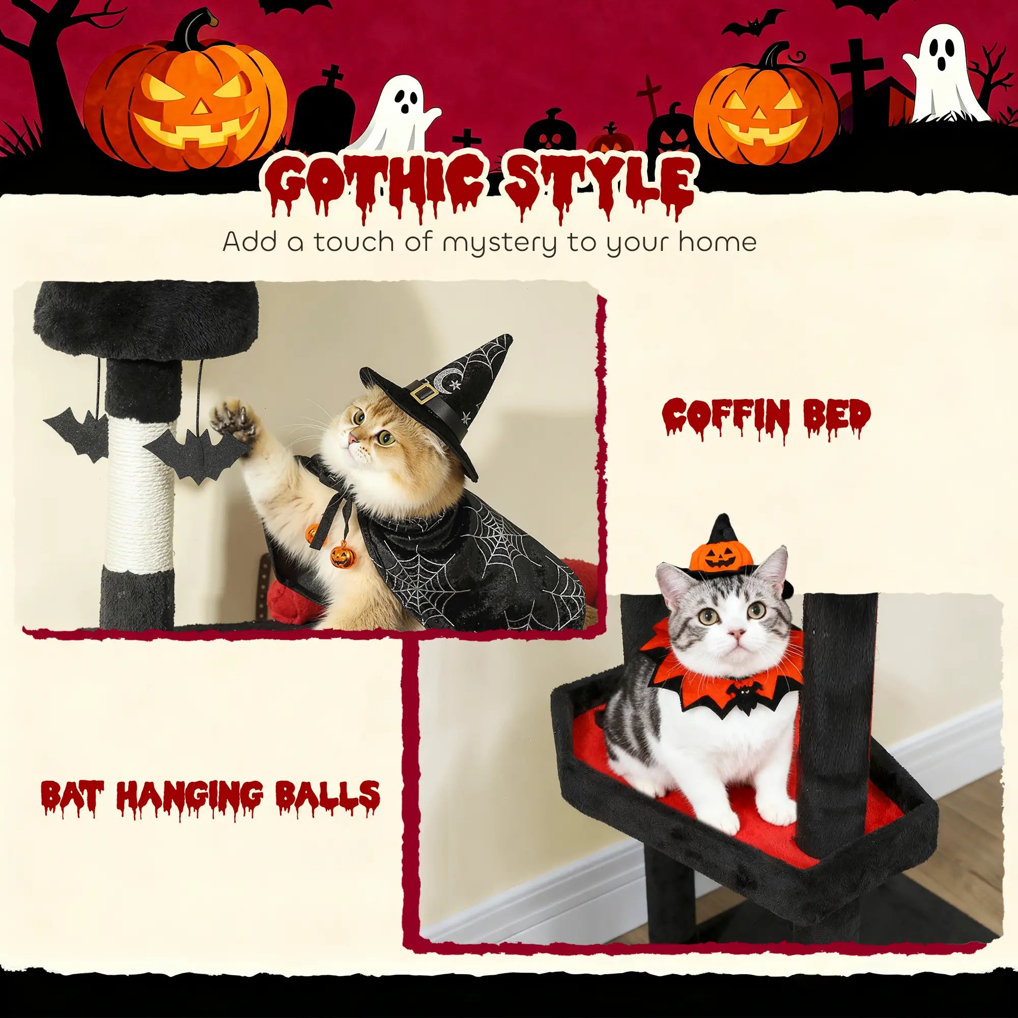 78"Cat Tree Cat Tower with Coffin Bed