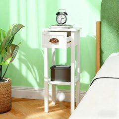 2-Tier Side Tables Set End Tables with Drawer and Shelf