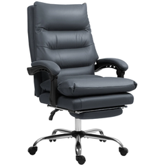 Microfibre Massage Office Chair, Heated Reclining Chair with Footrest, Dark Gray