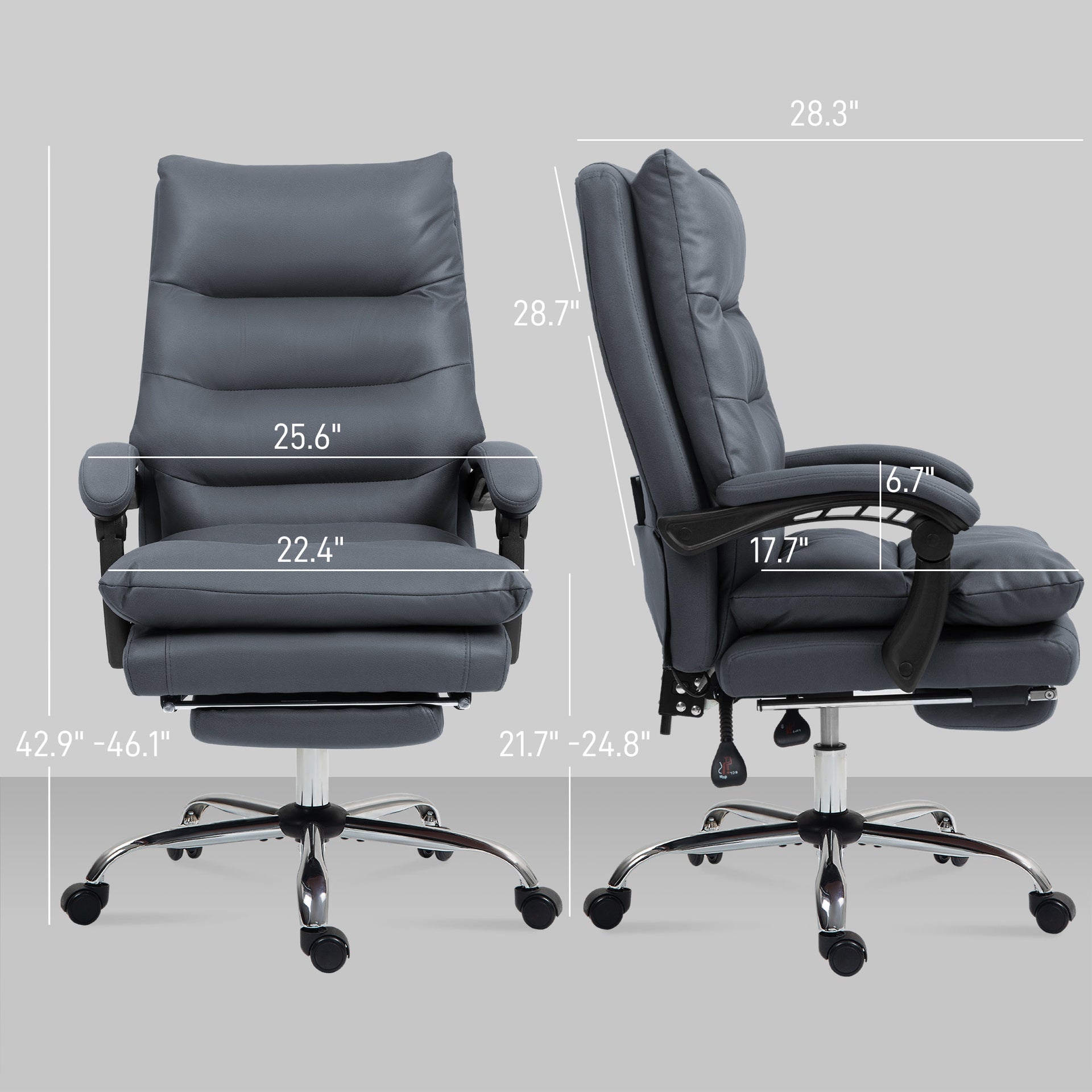Microfibre Massage Office Chair, Heated Reclining Chair with Footrest, Dark Gray