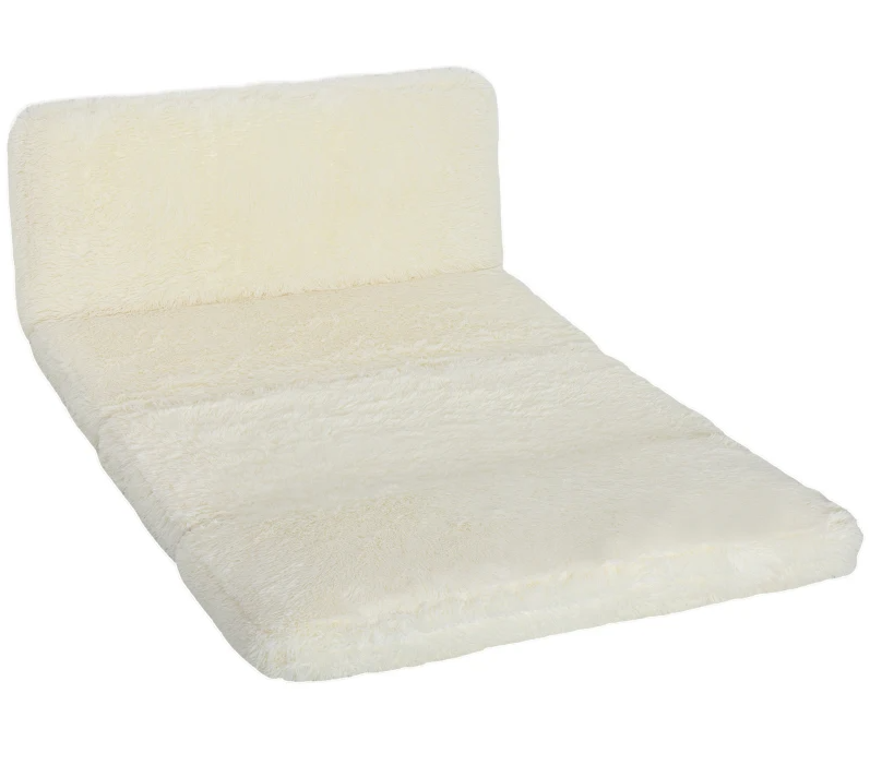 Bean Bag Floor Sofa Bed, Contemporary Plush Wide Folding Floor Mattress, Foam Filling Wall Couch Sleeper, Cream White