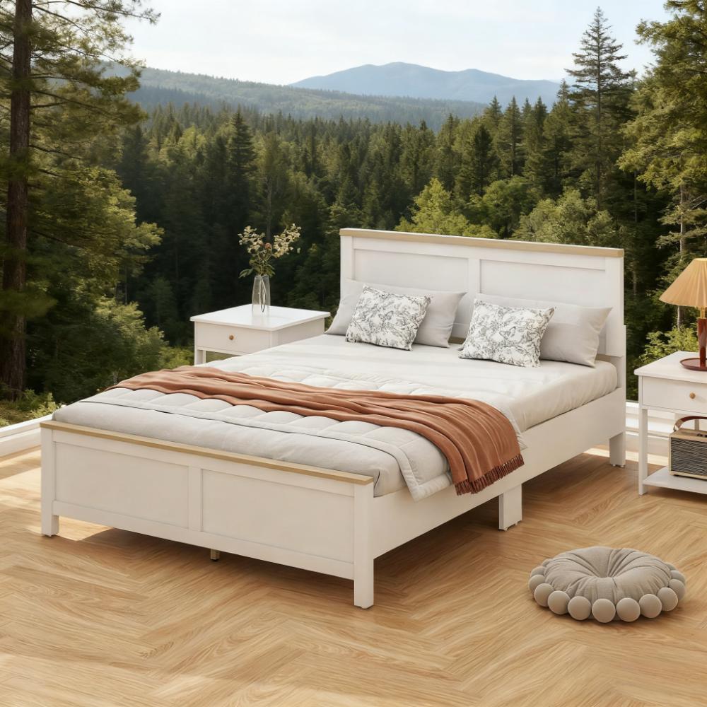 White  Full Bed Frame with Headboard