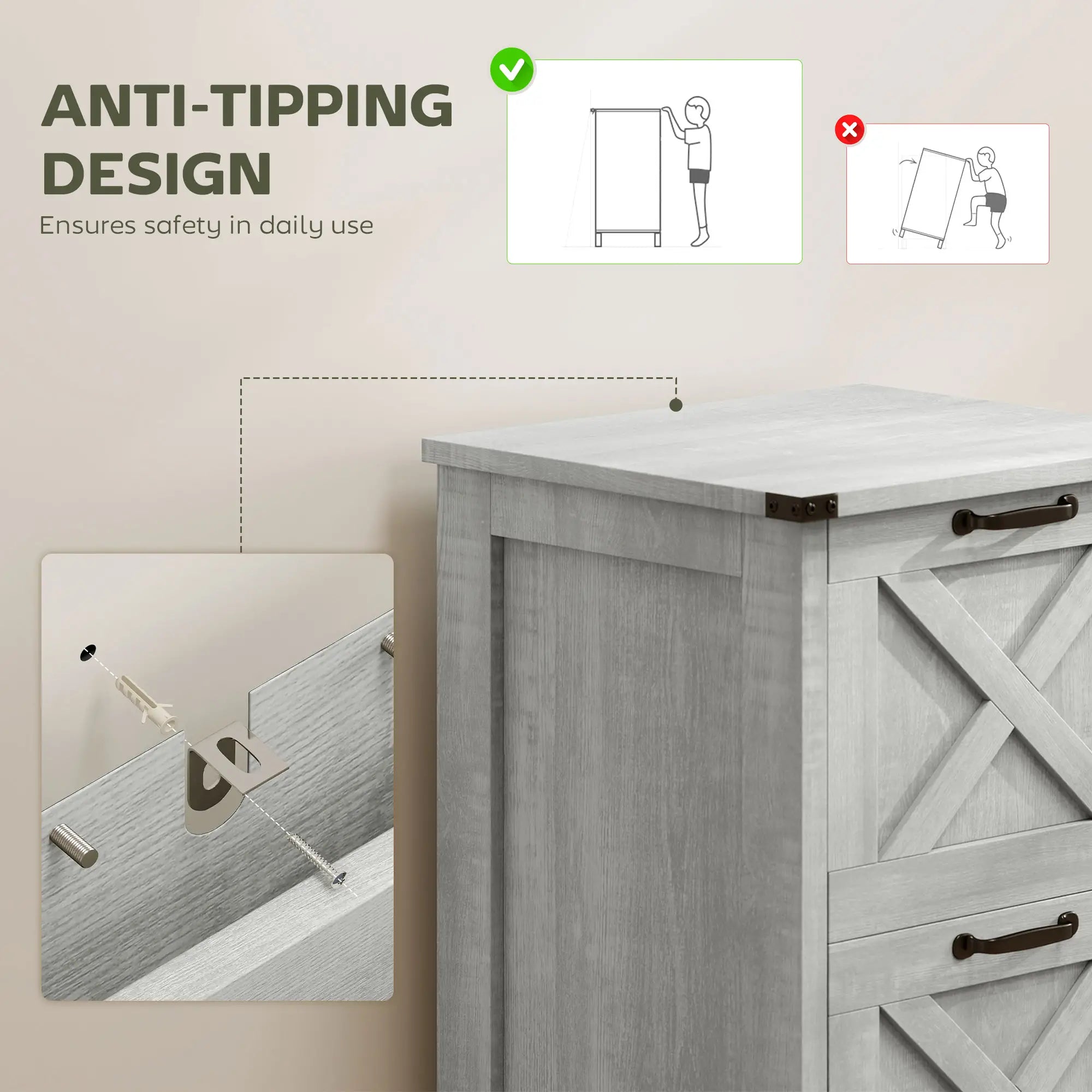 Farmhouse Office Storage Cabinet File Cabinet with 2 Drawers
