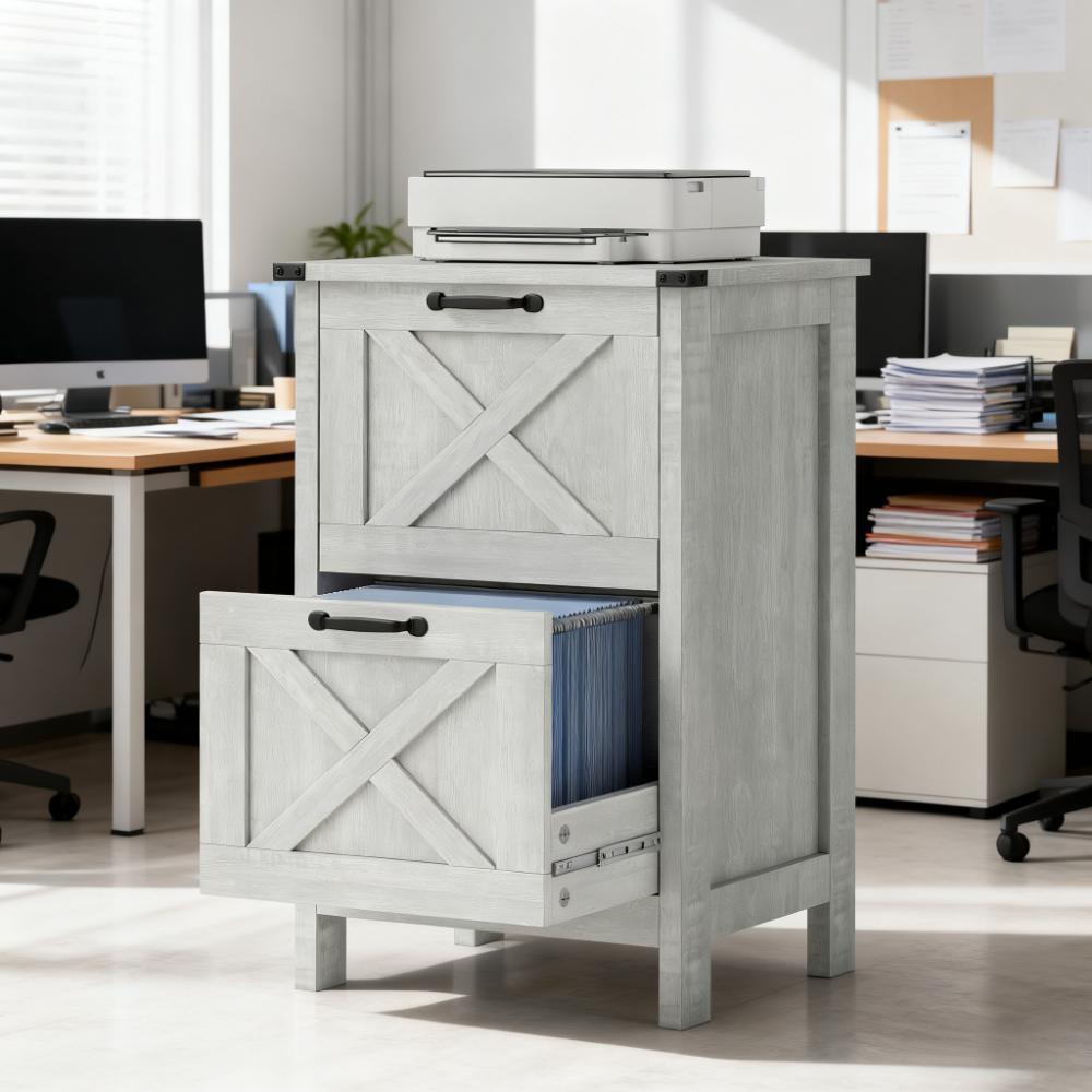 Farmhouse Office Storage Cabinet File Cabinet with 2 Drawers