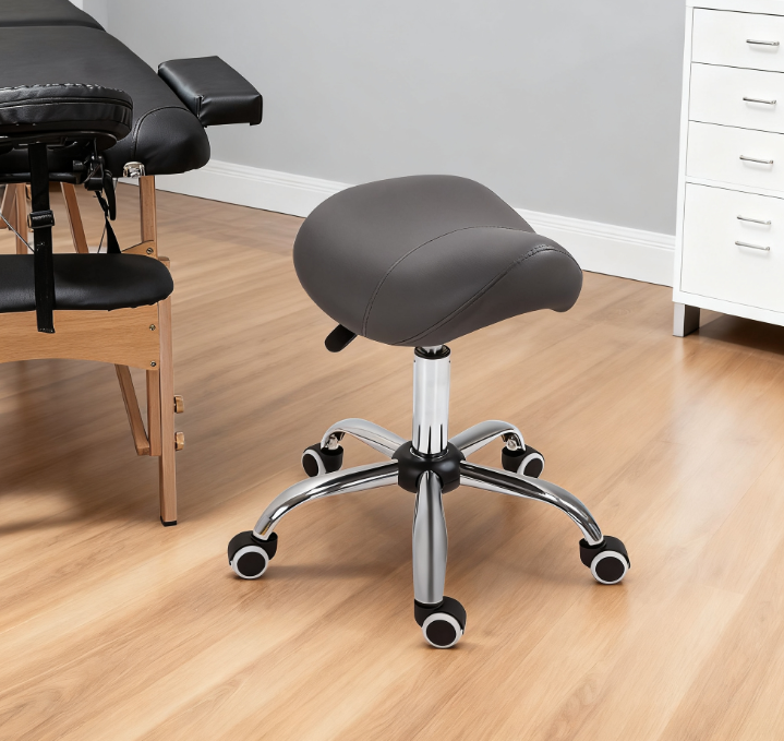 Ergonomic Rolling Saddle Stool  Hydraulic Spa Stool Height Adjustable Swivel Drafting Medical Salon Chair