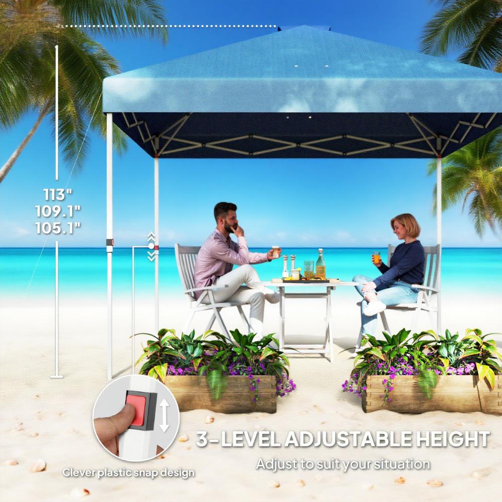 10x 10 ft party tent w/ Sidewall with  Height Adjustable Instant Sun Shelter w/ Storage Pockets, Blue