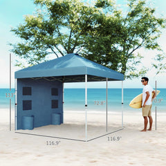 10x 10 ft party tent w/ Sidewall with  Height Adjustable Instant Sun Shelter w/ Storage Pockets, Blue