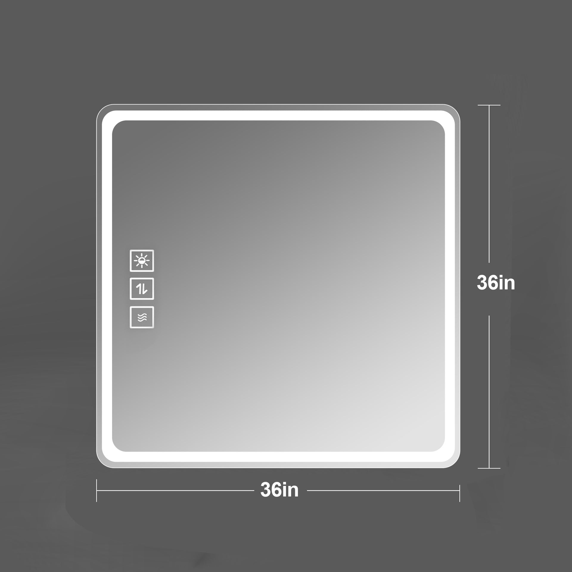 36X36 Inch LED Bathroom Mirror Vanity Mirrors with Front Lights Wall Mounted Anti-Fog Frameless Make Up Mirror with Light 5 mm Copper-Free Silver Mirror Horizontal or Vertical