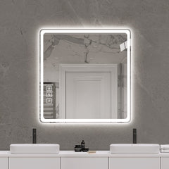 36X36 Inch LED Bathroom Mirror Vanity Mirrors with Front Lights Wall Mounted Anti-Fog Frameless Make Up Mirror with Light 5 mm Copper-Free Silver Mirror Horizontal or Vertical