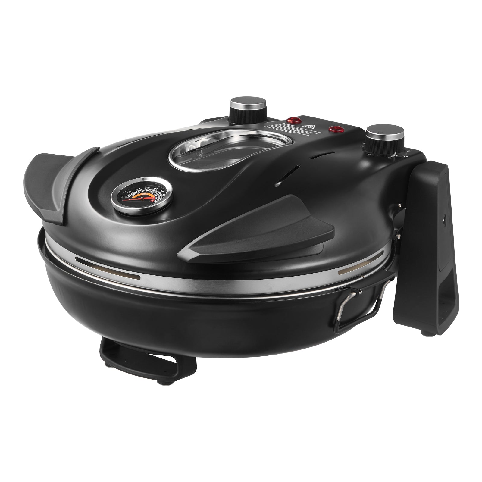 Pizza Oven, 12 in Electric Pizza Maker, 1200W Electric Pizzas Cooker with Cordierite Stone, 5-Mode Temperature Control, Viewing Window for Precise Cooking, Heats up to 788 ˚F, for Home (Black)