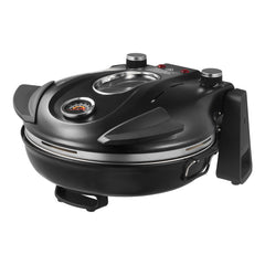 Pizza Oven, 12 in Electric Pizza Maker, 1200W Electric Pizzas Cooker with Cordierite Stone, 5-Mode Temperature Control, Viewing Window for Precise Cooking, Heats up to 788 ˚F, for Home (Black)