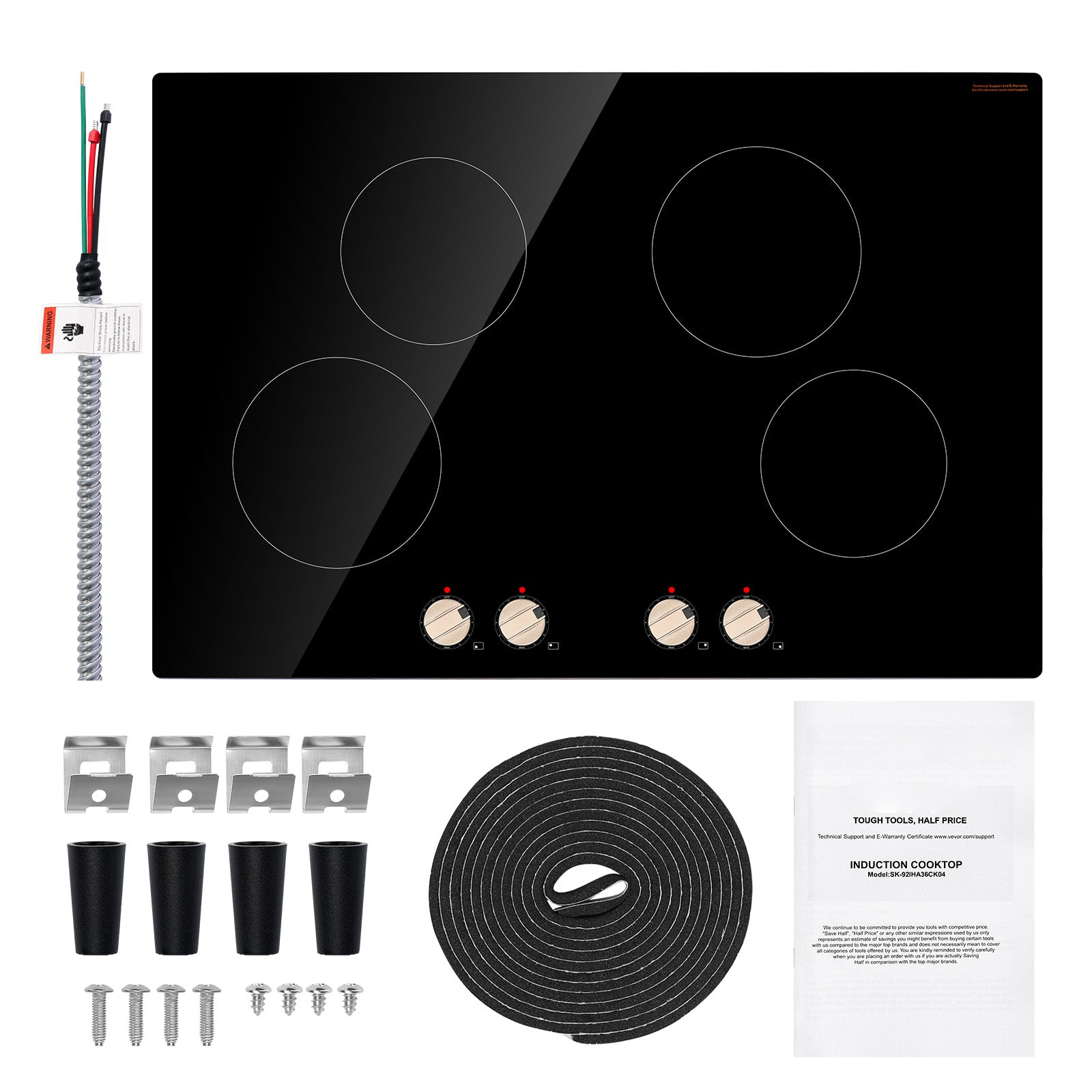 6600W 4 Burner Induction Cooktop Electric Countertop Burner Knob Control