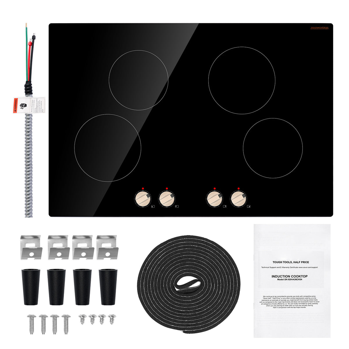 6600W 4 Burner Induction Cooktop Electric Countertop Burner Knob Control
