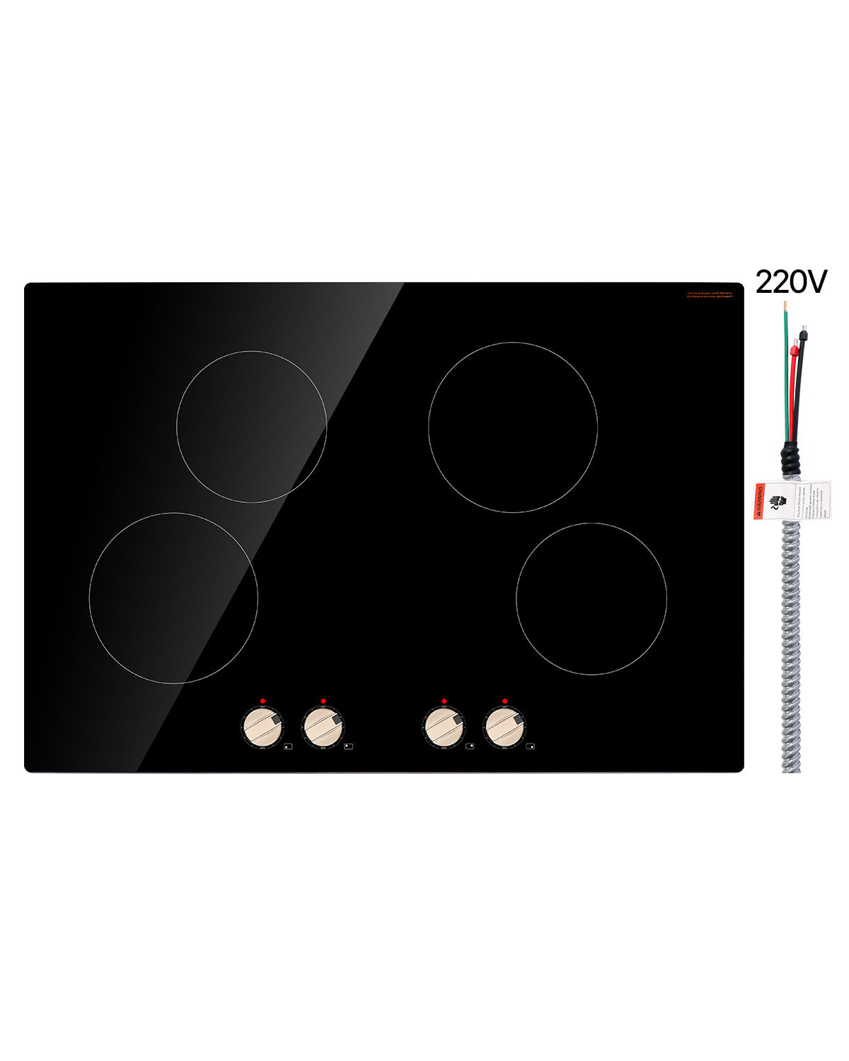 6600W 4 Burner Induction Cooktop Electric Countertop Burner Knob Control