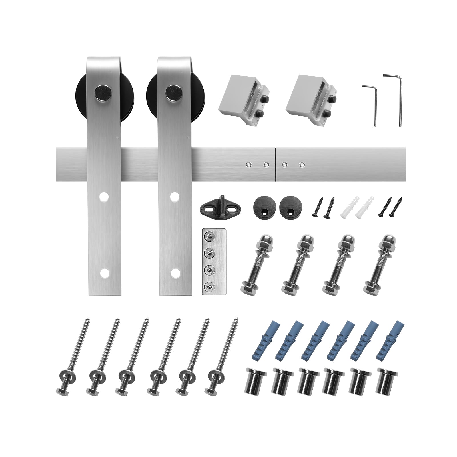 8FT Sliding Barn Door Hardware Kit for Single Sliding Barn Door Silver