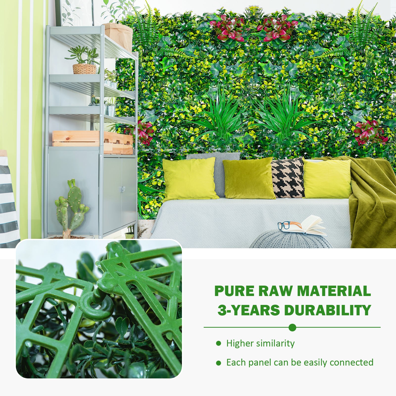Boxwood Panels, Grass Wall 20"x20", Plant Wall, Grass Backdrop Wall, Privacy Screen, Sun Protected Green Wall Decor for Outdoor, Indoor, Garden, Backyard and Décor