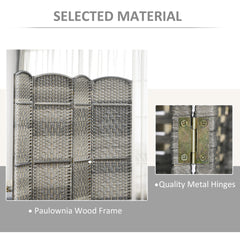 HOMCOM 6 Panel Room Divider, 6' Tall Folding Privacy Screen, Hand-Woven Freestanding Wall Partition for Home Office, Bedroom, Mixed Gray