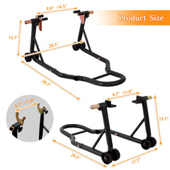 Motorcycle Front & Rear Stand, Front Rear Combo Stand Universal Wheel Lift Stand Swingarm Spool Lift Stand Paddock Stand