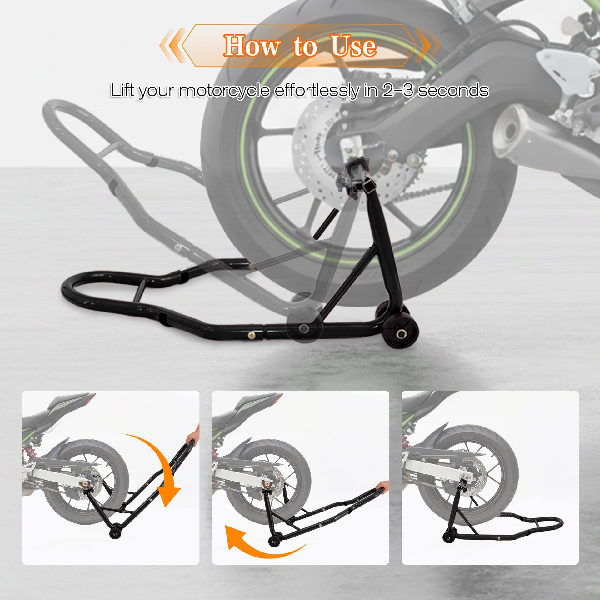 Motorcycle Front & Rear Stand, Front Rear Combo Stand Universal Wheel Lift Stand Swingarm Spool Lift Stand Paddock Stand