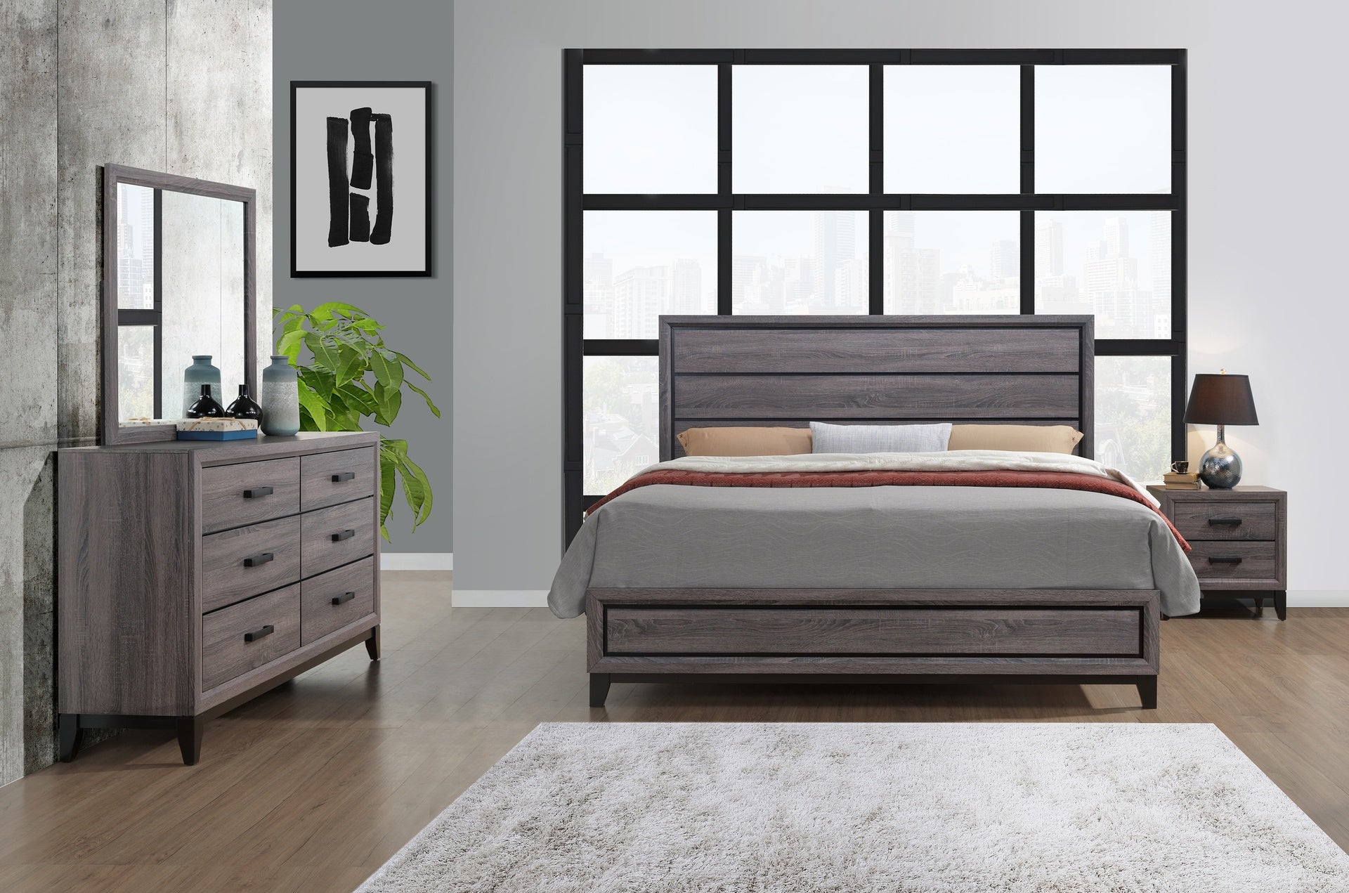 MIRAGE GREY KING BED