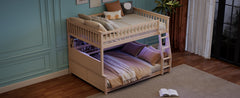 Full XL over Queen Bunk Bed with Integrated Shelving, Color-Changing Lights and Pegboard, Beige